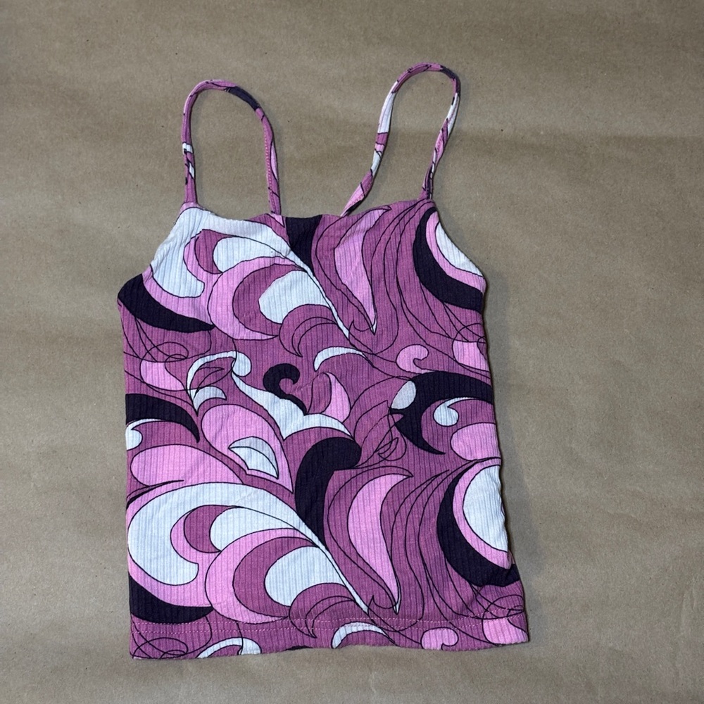 Rue21 Pink and Black Abstract Tank Top